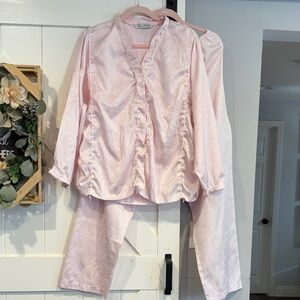 Vintage Oscar De La Renta Elegant Pink Paisley Women's Pajama Set size large